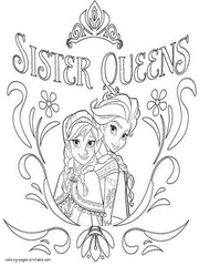 Frozen Elsa and Anna coloring pages printable