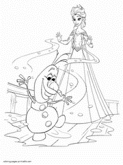 Printable Elsa and Olaf coloring pages