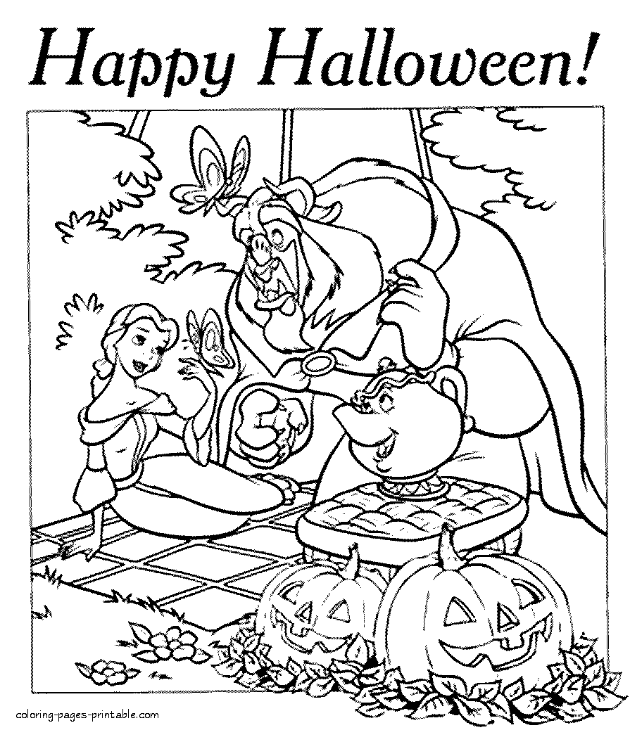 disney halloween coloring pages beauty and the beast coloring pages printable com