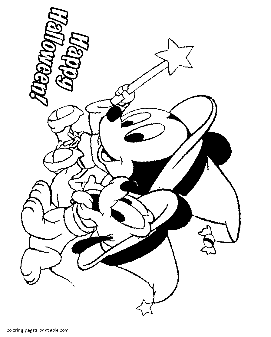 Minnie and Pluto - Halloween coloring pages || COLORING-PAGES-PRINTABLE.COM