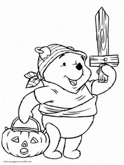 Disney coloring pages about Halloween. Winnie Pooh