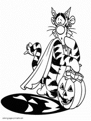 Tigger and pumpkin free coloring page