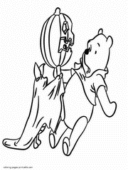 Pooh and Piglet. Halloween picture for coloring from cartoon