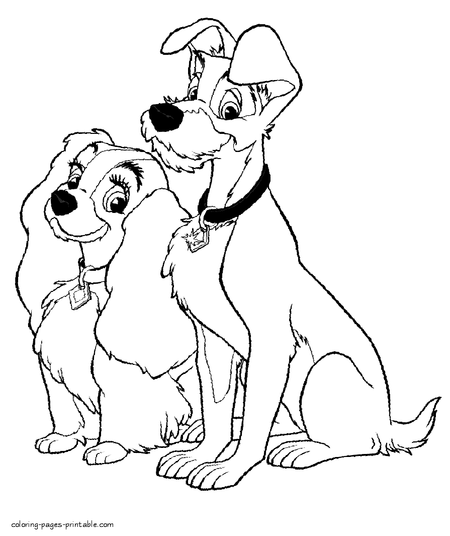 Printable Lady  and the Tramp  coloring  pages  1 COLORING  