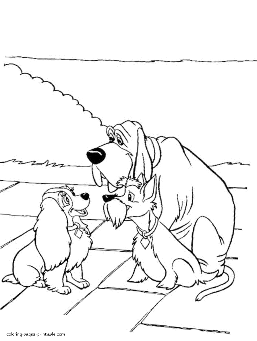 Download Lady, Trusty and Jock coloring page || COLORING-PAGES-PRINTABLE.COM
