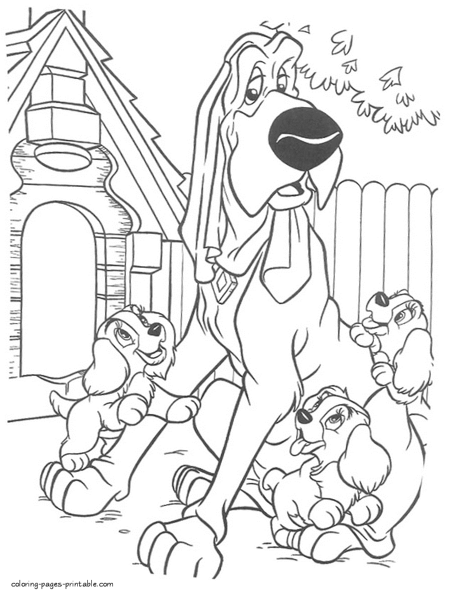 Download Cartoon dog coloring page || COLORING-PAGES-PRINTABLE.COM