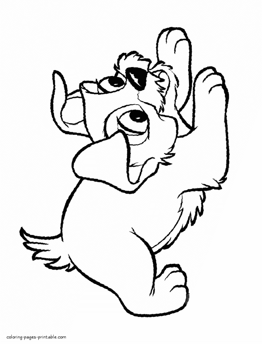 Lady and the Tramp. Puppy coloring page || COLORING-PAGES-PRINTABLE.COM
