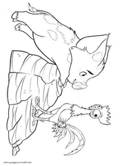 Hei Hei and Pua coloring page from Moana
