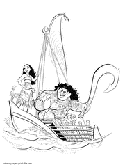 Coloring pages of Moana cartoon heroes