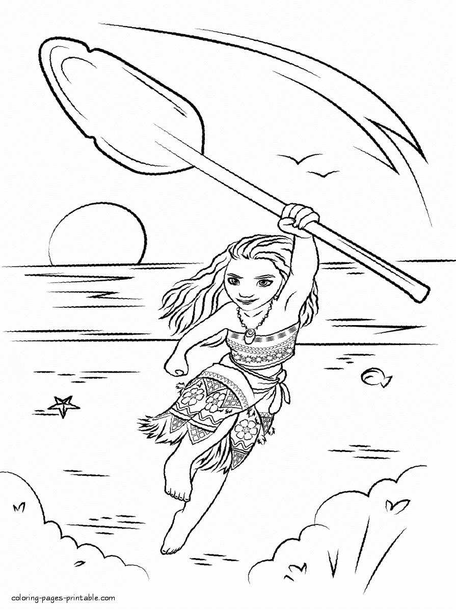 Princess Moana coloring pages || COLORING-PAGES-PRINTABLE.COM