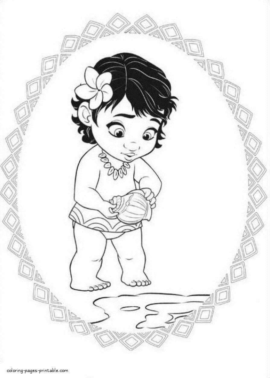 Girl coloring pages. Moana || COLORING-PAGES-PRINTABLE.COM
