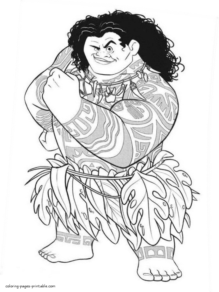 Moana cartoon coloring pages |