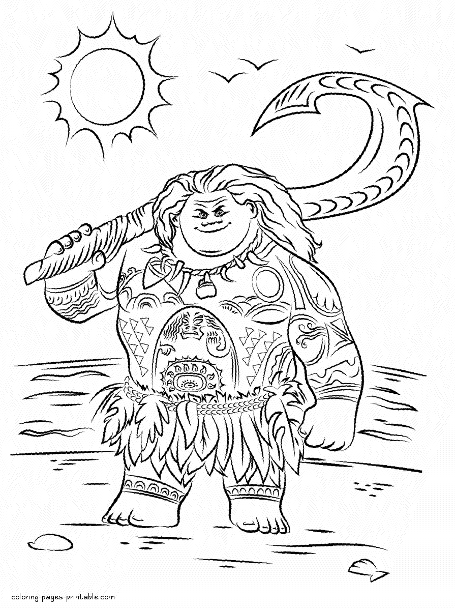 Coloring page of Maui || COLORING-PAGES-PRINTABLE.COM