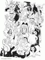 Disney villains free printable coloring pages