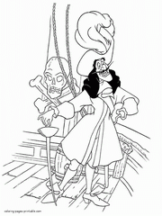 Disney characters coloring pages. Captain Hook villain