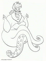 Witch coloring page. Ursula - Disney villain. Download or print it free