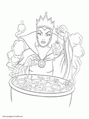Evil Queen from Snow White of Disney. Villains coloring pages