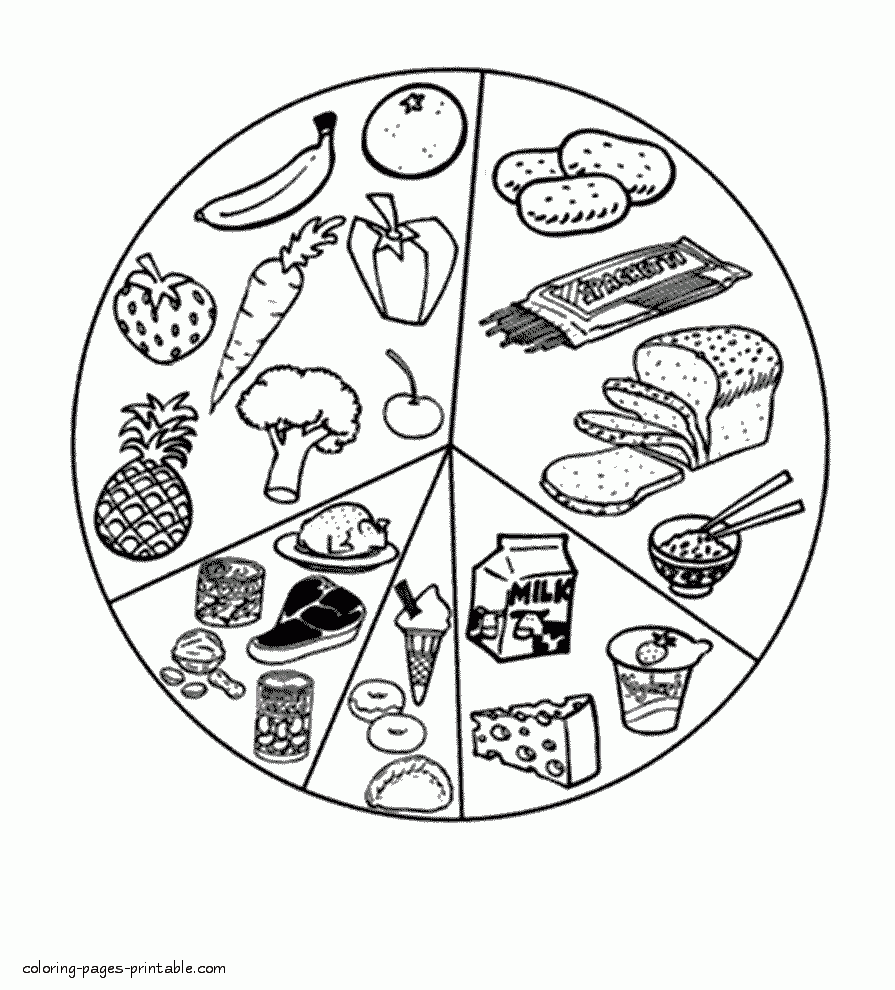 Download Food coloring pages for preschoolers. Groups of food ...