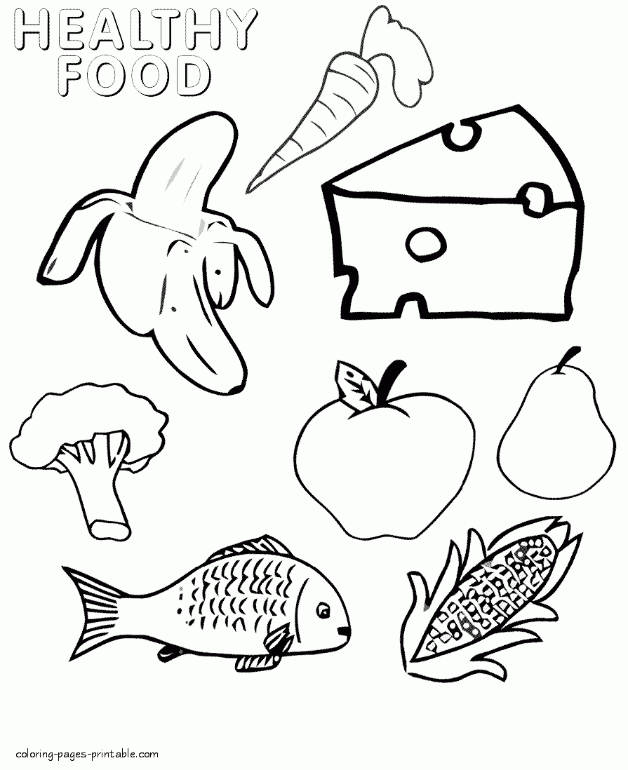 Free food coloring pages for children    COLORING PAGES PRINTABLE.COM