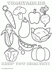 Healthy and unhealthy food coloring pages