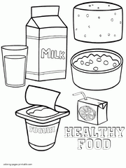 Healthy and unhealthy food coloring pages