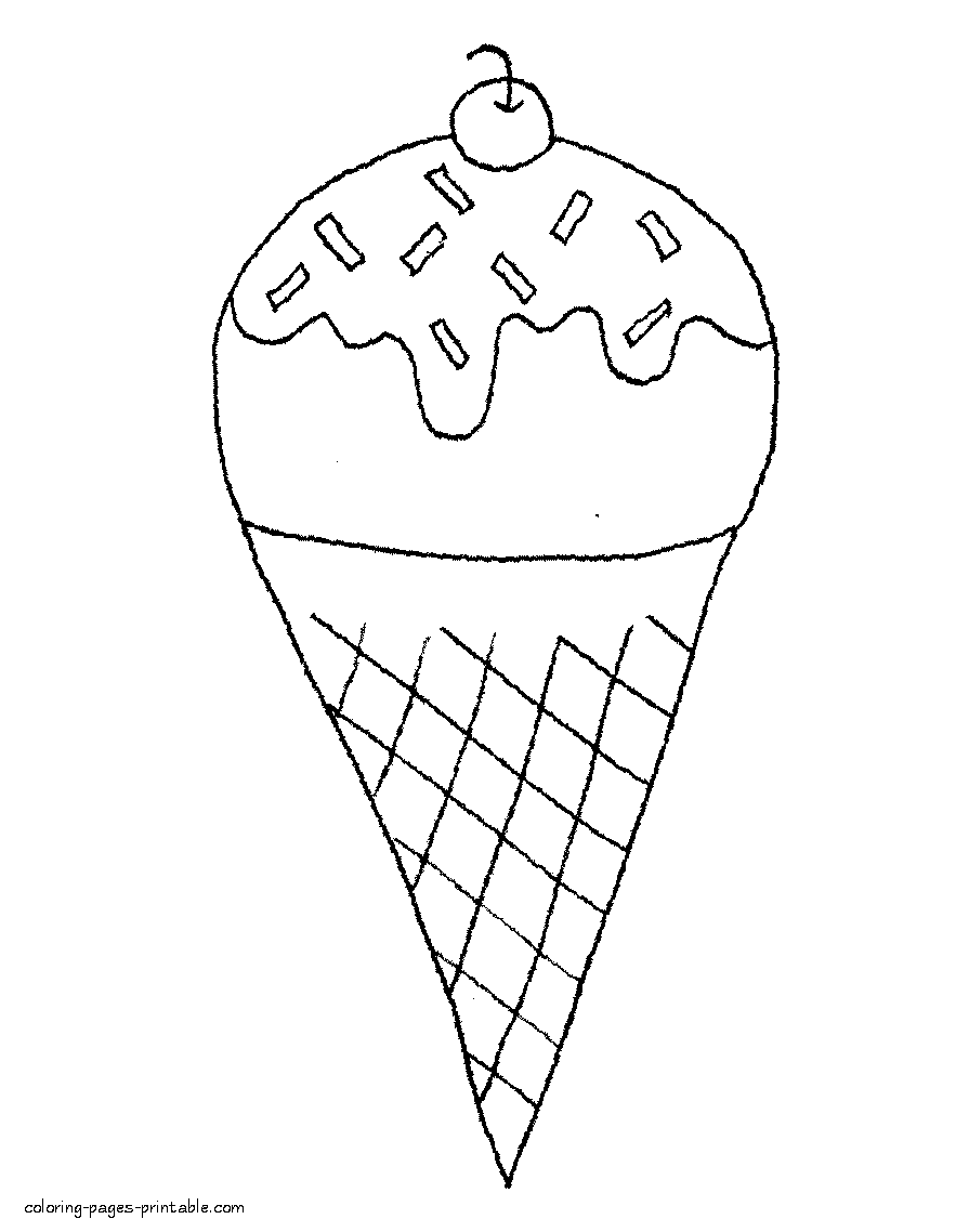 Ice cream cones coloring pages || COLORING-PAGES-PRINTABLE.COM