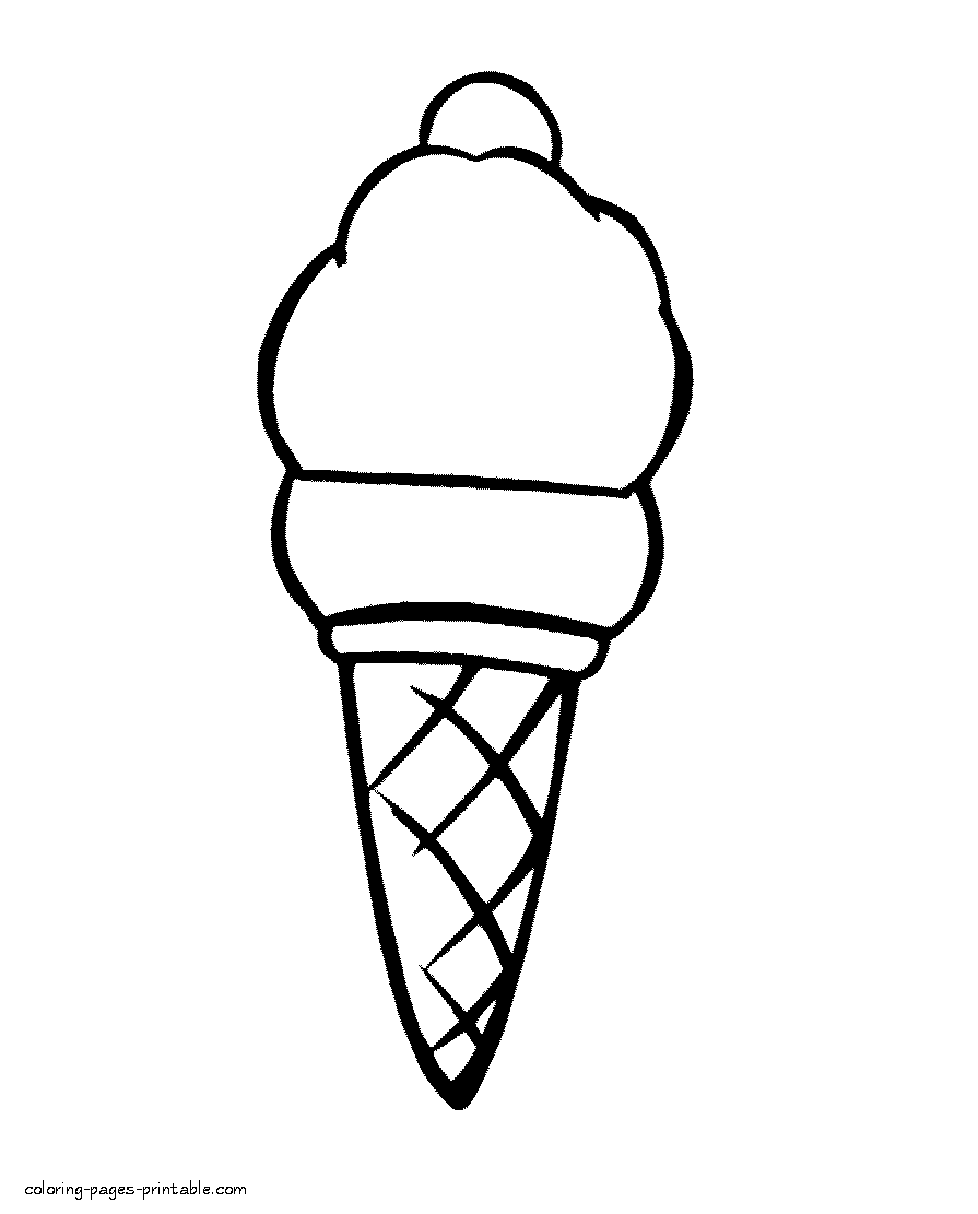 Simple ice cream coloring page || COLORING-PAGES-PRINTABLE.COM