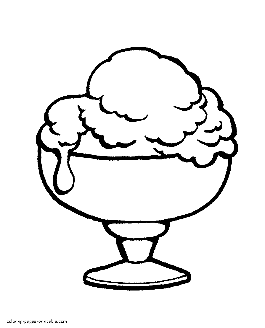 Ice cream sundae coloring page || COLORING-PAGES-PRINTABLE.COM