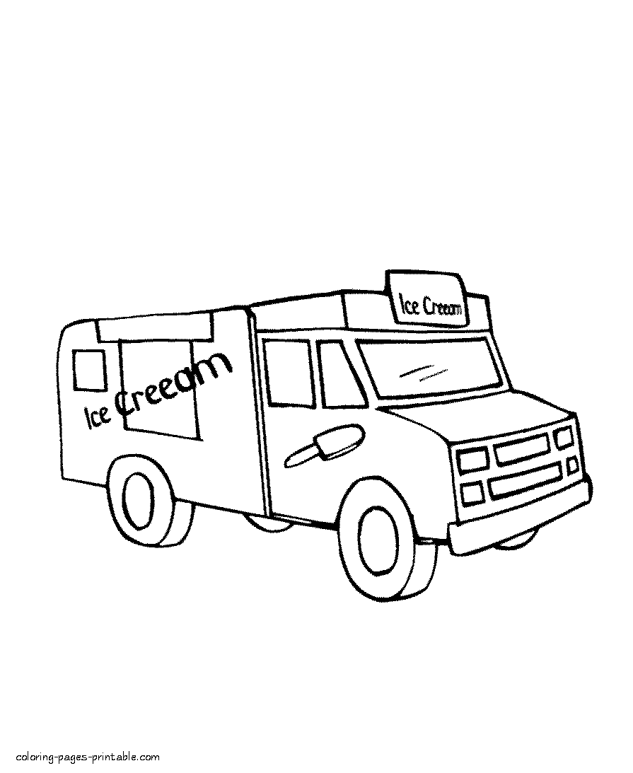Download Ice cream truck coloring page || COLORING-PAGES-PRINTABLE.COM