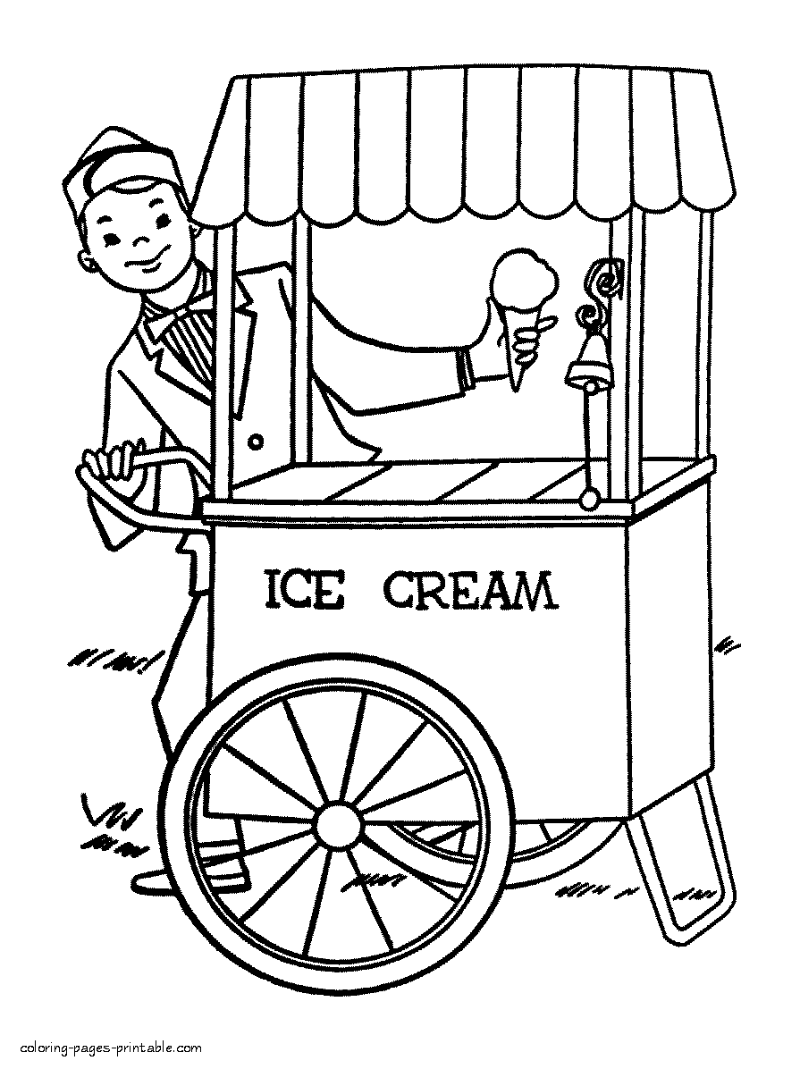 The ice cream man coloring page || COLORING-PAGES-PRINTABLE.COM