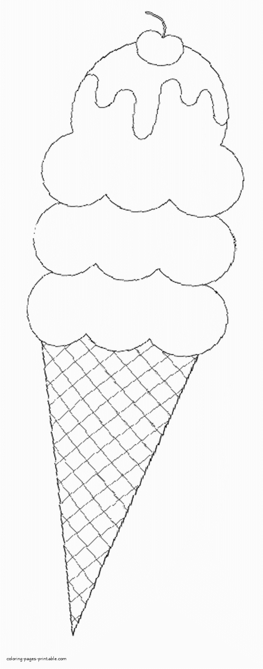 The ice cream cone with a cherry coloring page || COLORING-PAGES