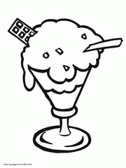 Ice cream with chocolate coloring page for a child