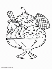 A large portion of ice cream coloring printable page