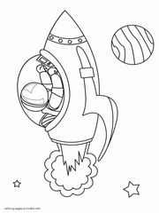 Space rocket coloring pages for kids. Printable