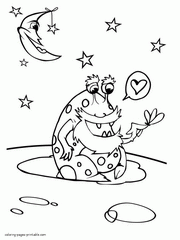 Alien coloring page for children. Free download