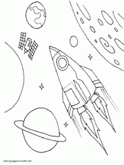 Free rocket ship coloring page