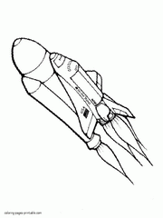 Rocket ship coloring pages on a space theme
