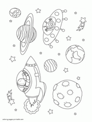 Space coloring pages for preschoolers and kindergarten