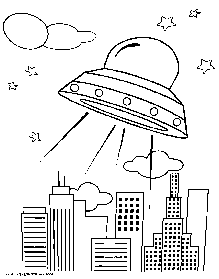 Printable UFO coloring page free for kids