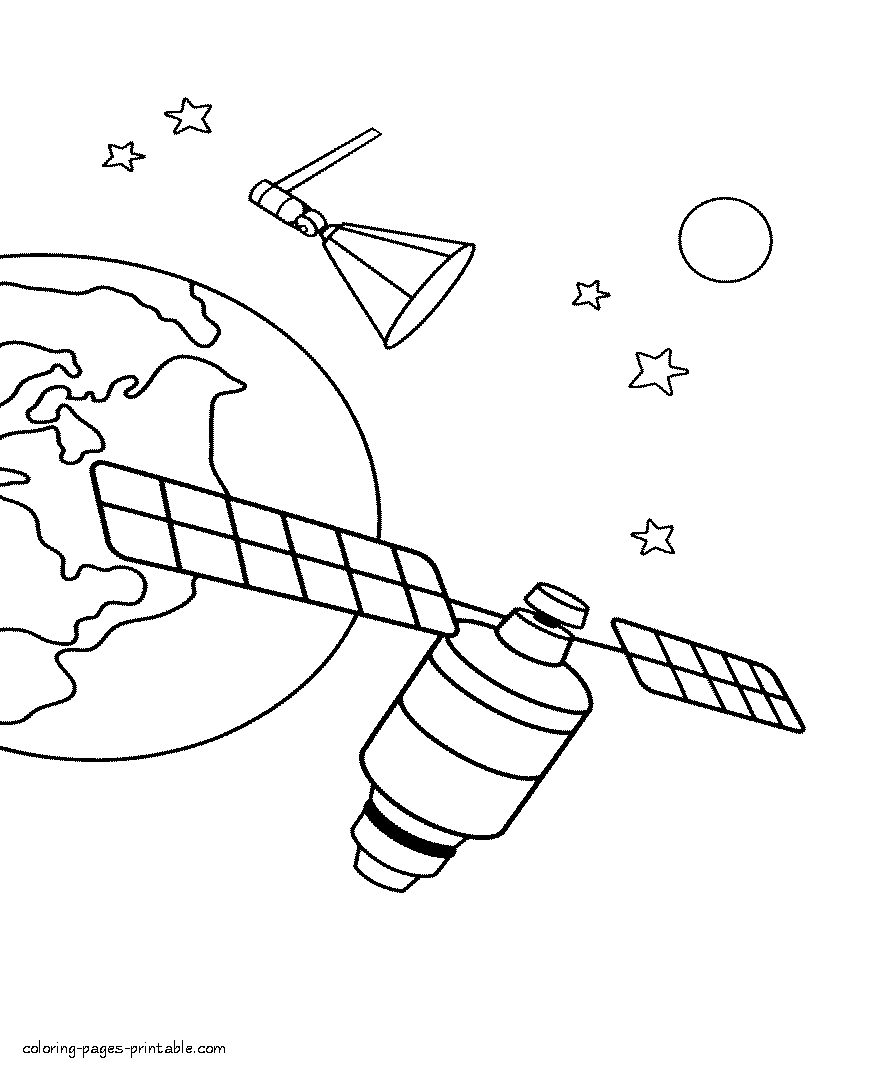 Space coloring sheets. Satellite