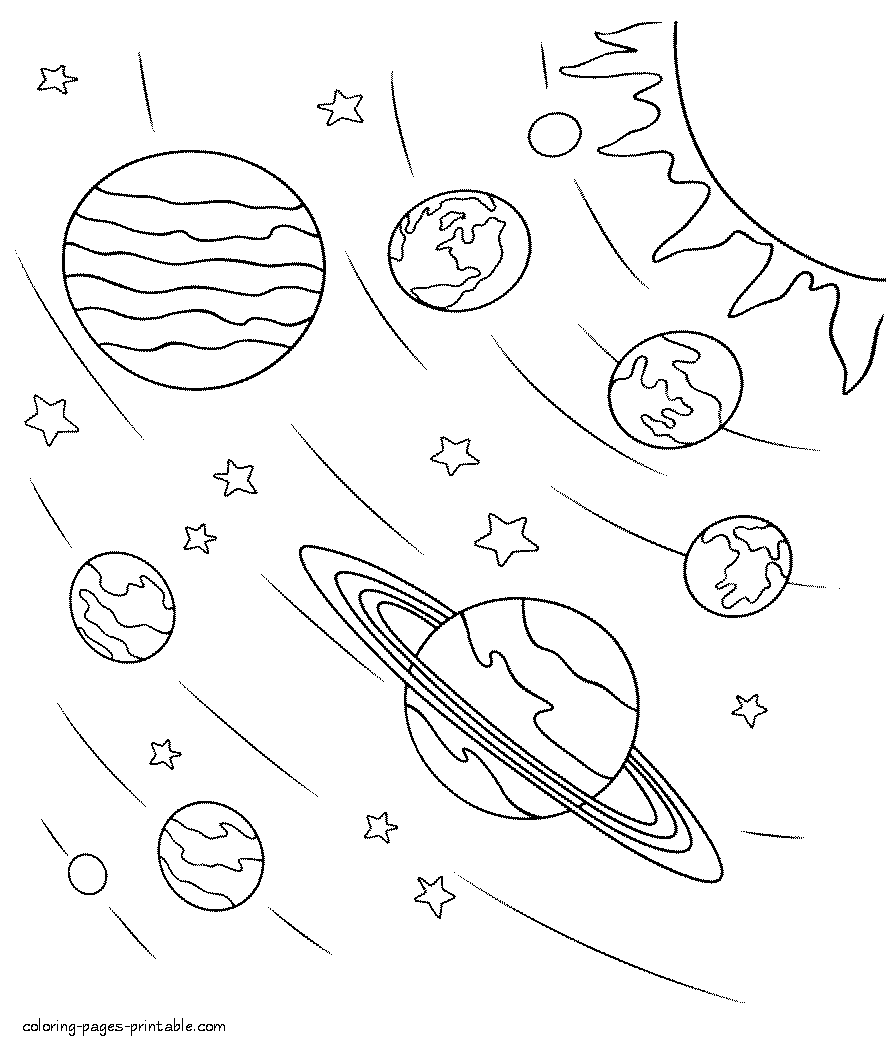 Space coloring pages || COLORING-PAGES-PRINTABLE.COM