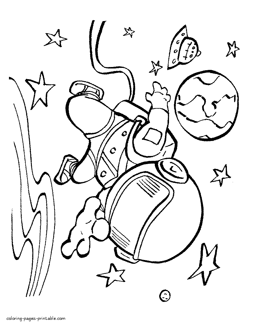 Download Astronaut colouring page || COLORING-PAGES-PRINTABLE.COM