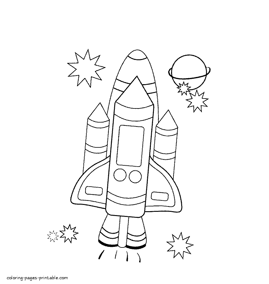 Space coloring page. Rocket ship    COLORING PAGES PRINTABLE.COM