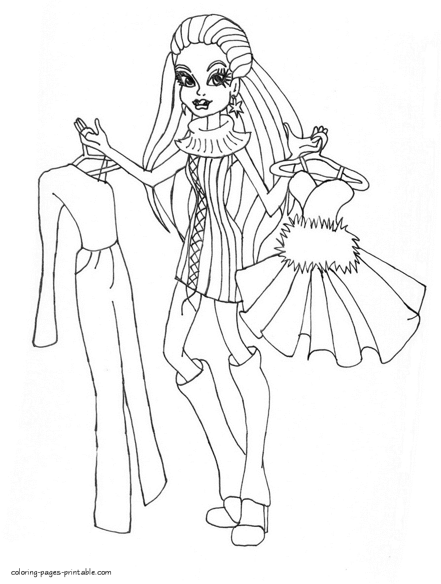 Monster High doll Abbey coloring sheet || COLORING-PAGES-PRINTABLE.COM