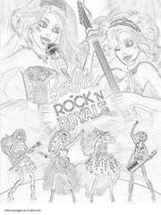Coloring pages for girls. Barbie in Rock 'n Royals