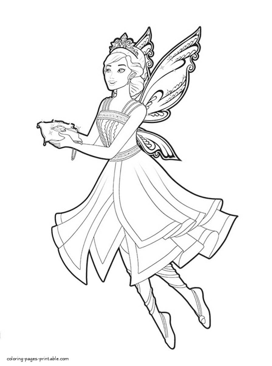 Barbie Mariposa and The Fairy Princess doll colouring pages