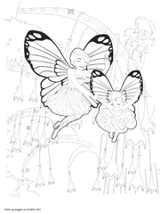 Printable Barbie Mariposa and The Fairy Princess coloring pages