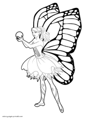Coloring pages The Fairy Princess  and Barbie Mariposa