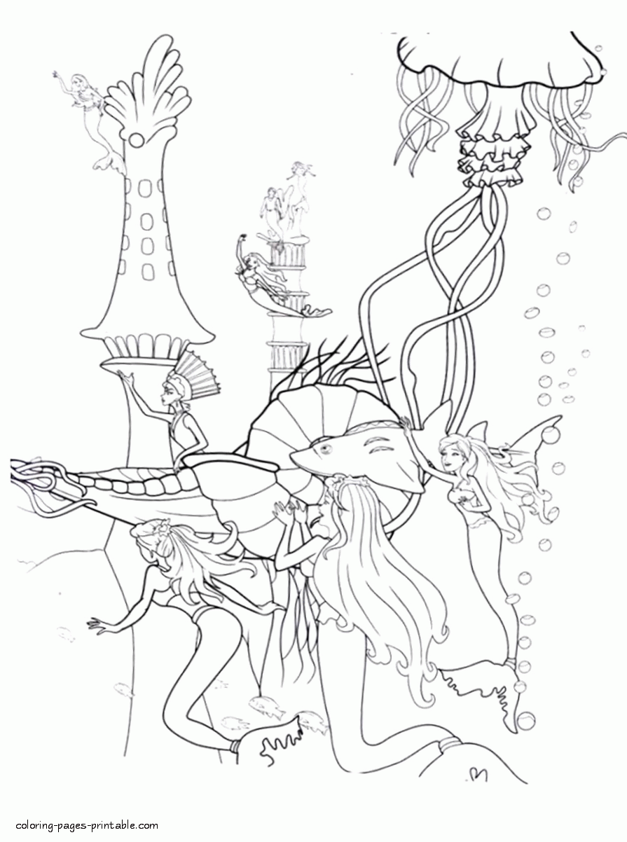 Barbie Mermaid Tale doll coloring pages 34 || COLORING-PAGES-PRINTABLE.COM