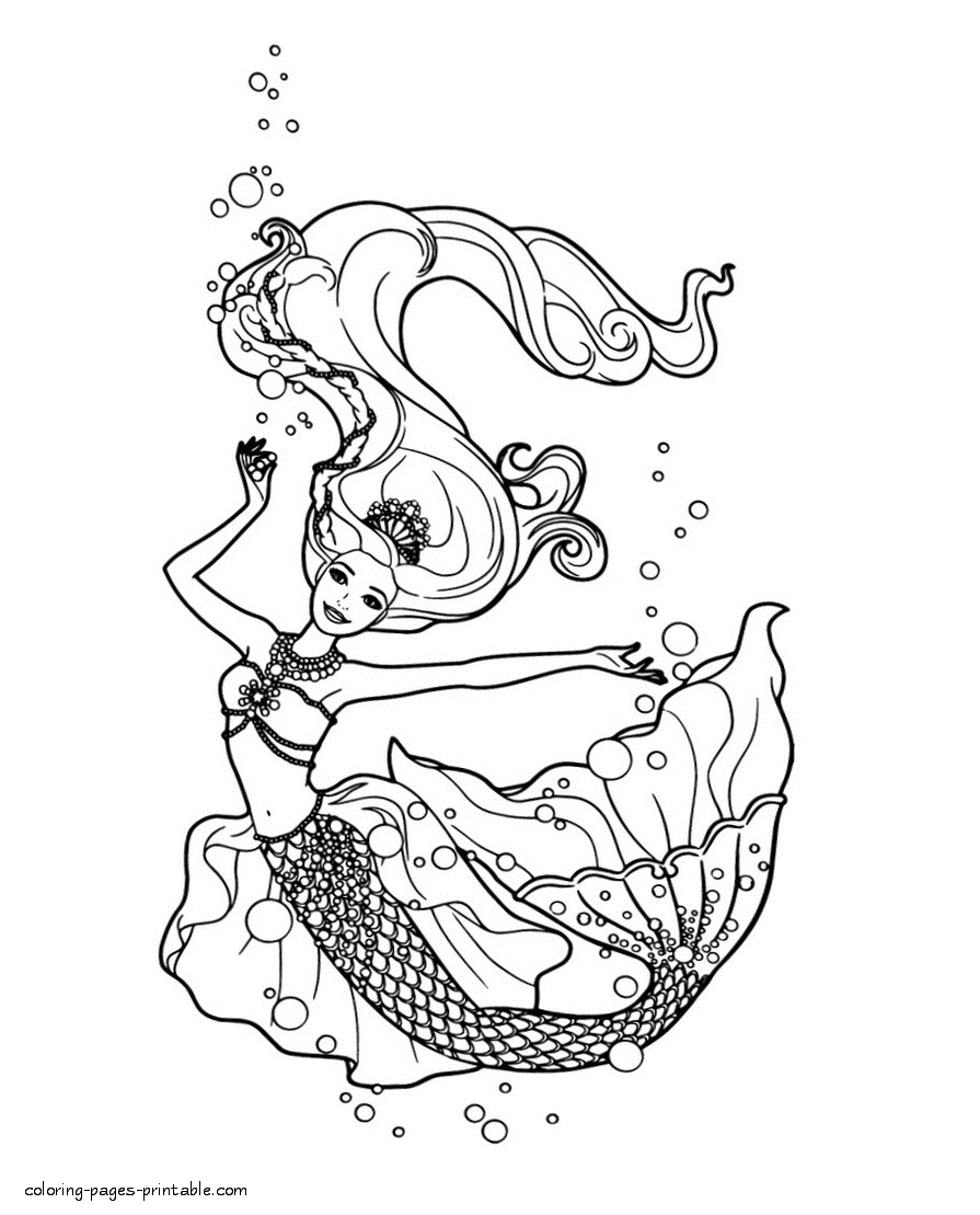 Coloring pages book Barbie The Pearl Princess